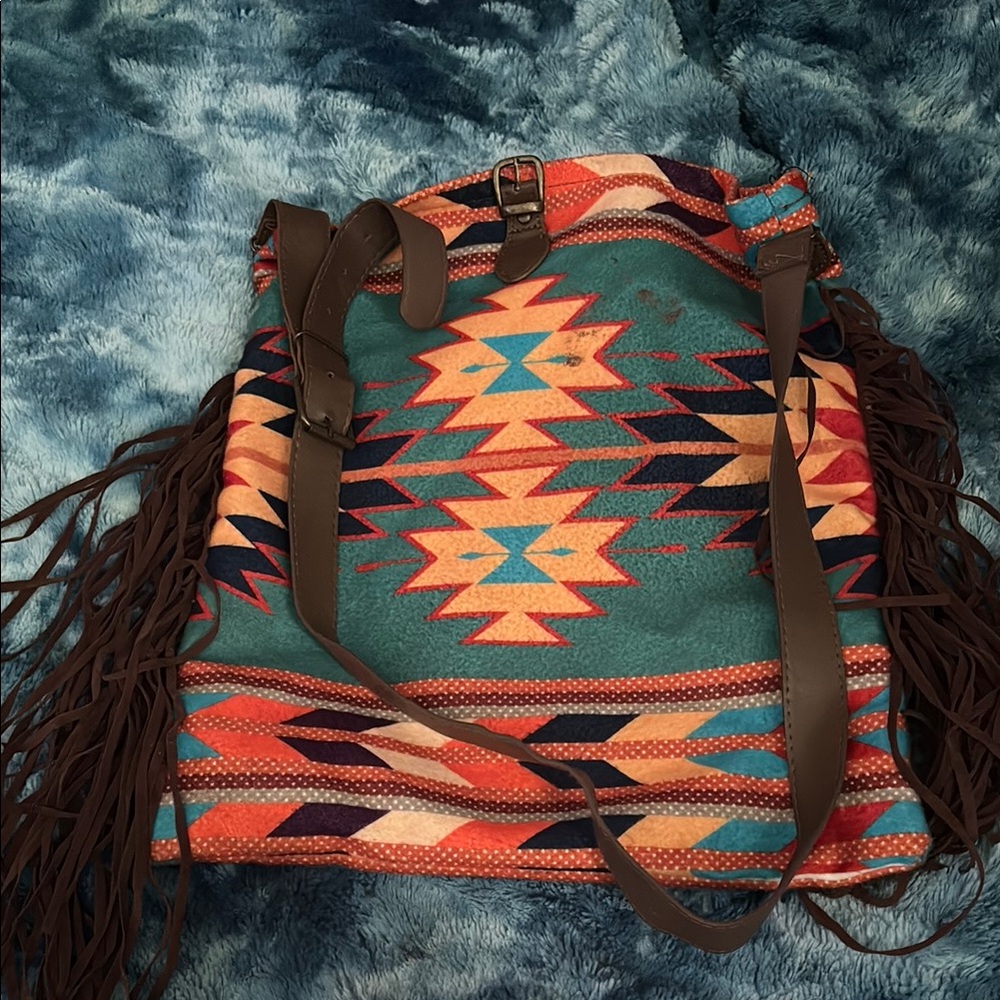 Colorful Patterned Fringe Bag